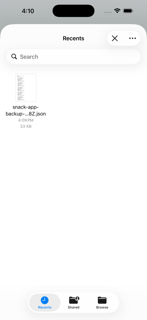 Choose your backup file