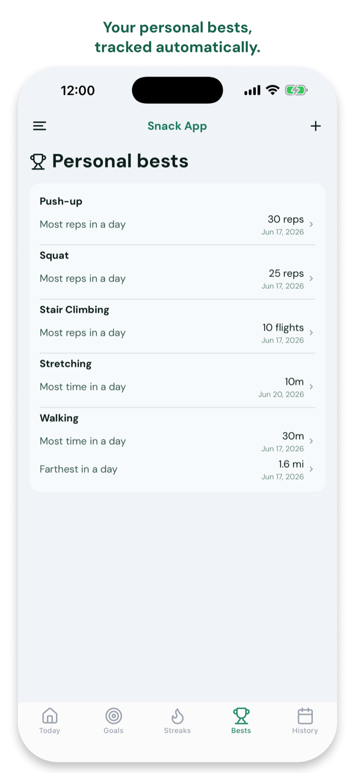 Personal bests, tracked automatically
